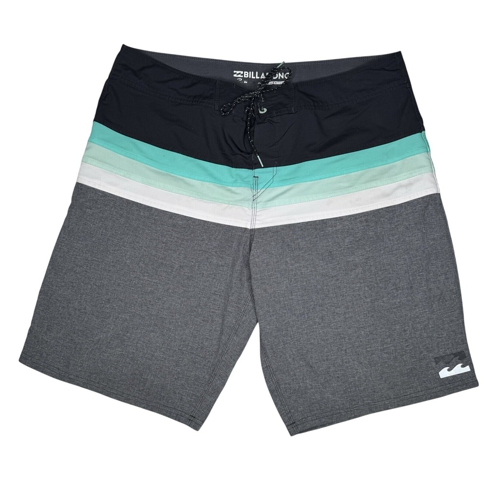 Billabong Platinum X Momentum Men's Size 36 Board Shorts Blue Gray Striped